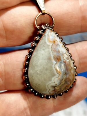 Achát Crazy Mexiko – měděný talisman | galvanoplastika | ruční výroba Sirius