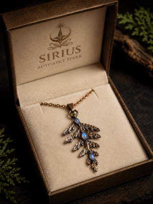 Měděný talisman Větvička tuje se třemi měsíčními kameny v dárkové krabičce Sirius