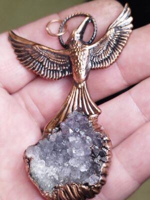 Fénix - galvanoplastika - Drúza ametystu