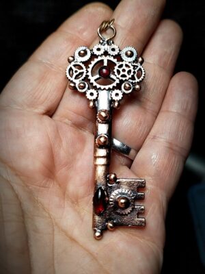 "Klíč vitality" - Granát - galvanoplastika - Měděny talisman